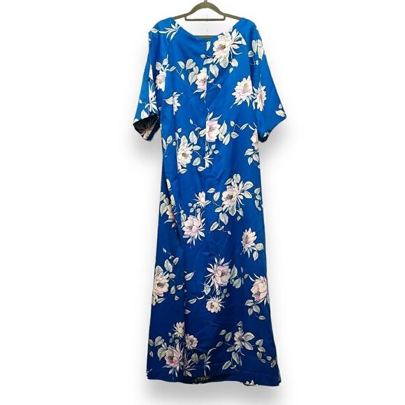 Vintage 70’s Lauhala Floral Muumuu Hawaiian Maxi Dress - Picture 4 of 6